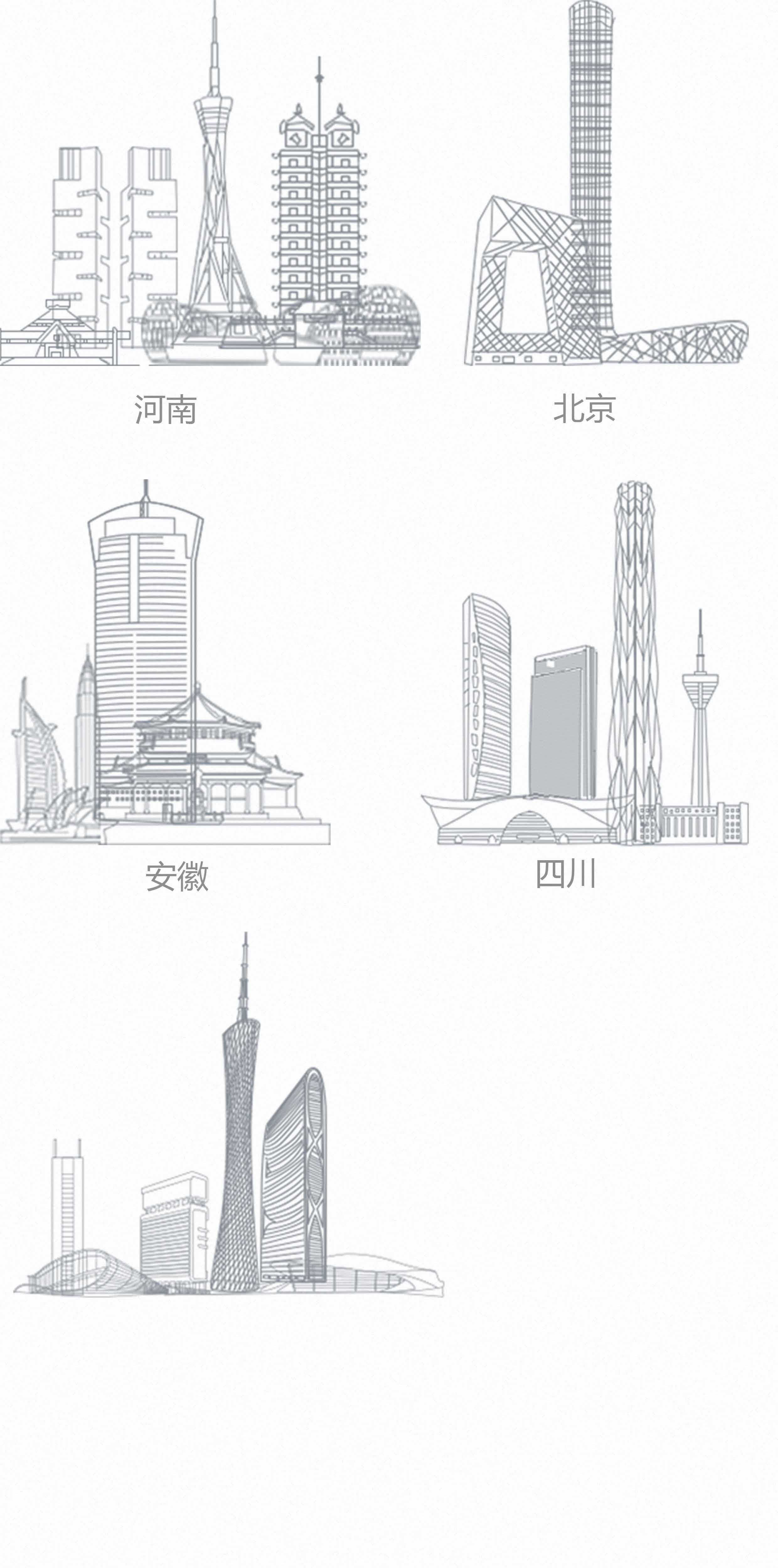 温州标志性建筑手绘图片