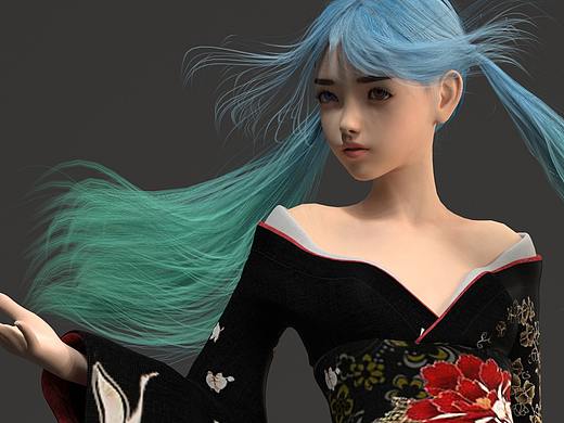 和服少女 C4D 建模 OC渲染