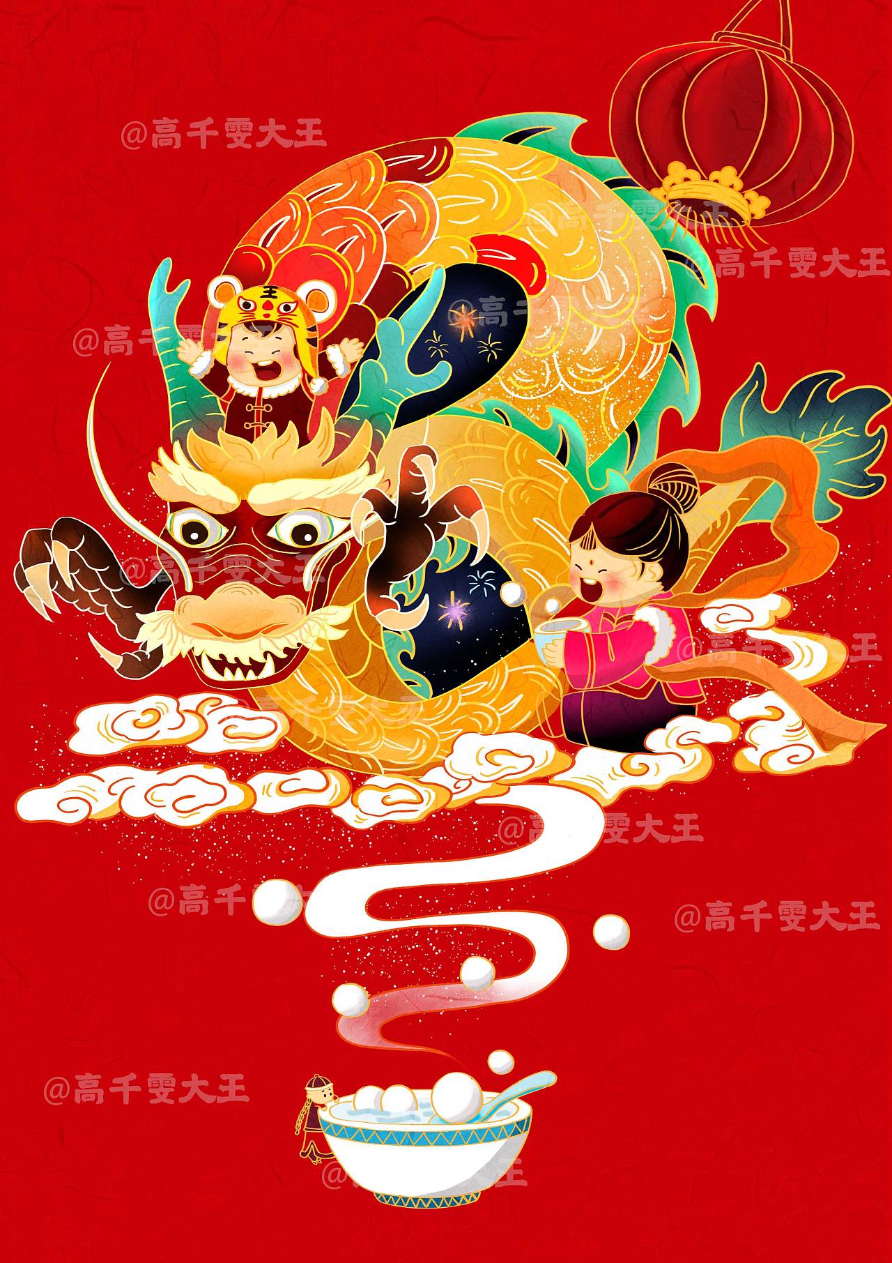 猴年喜迎元宵节海报背景素材_红动中国