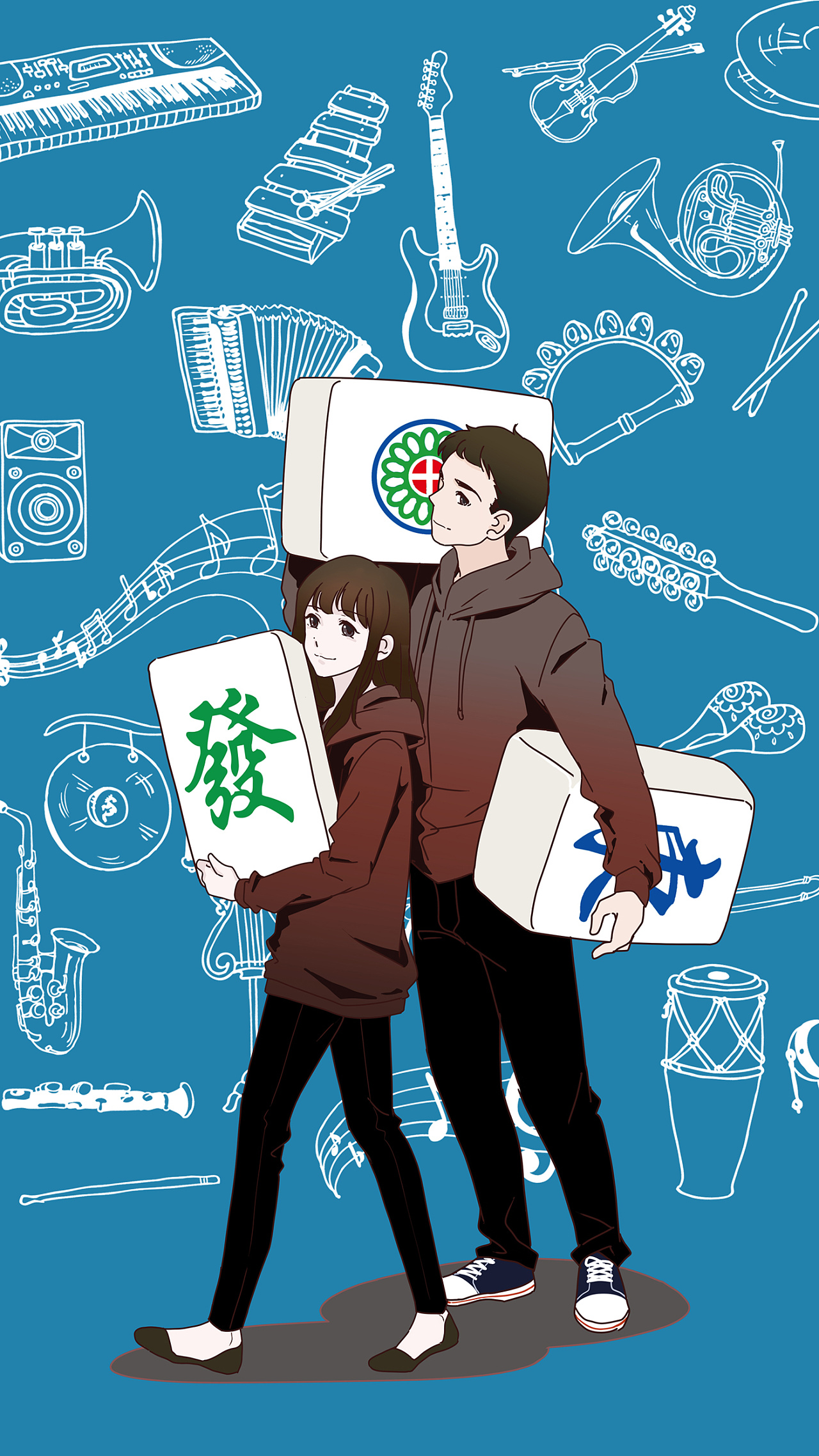 超爱打麻将的臭情侣|插画|概念设定|1011yuan - 原创作品 - 站酷