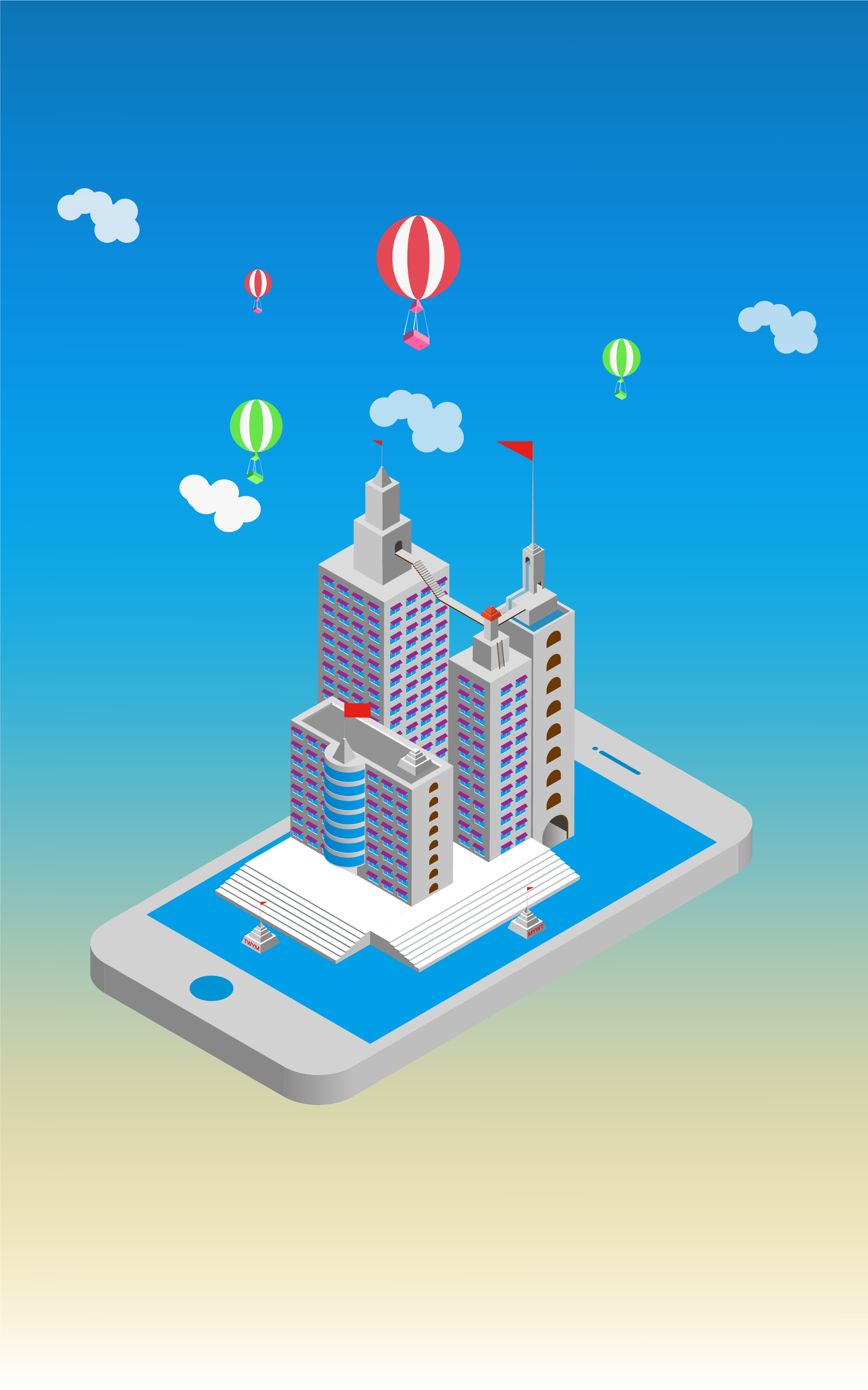 扁平立构纪念碑谷|其他|墙绘/立体画|木头上的小果子 - 原创作品