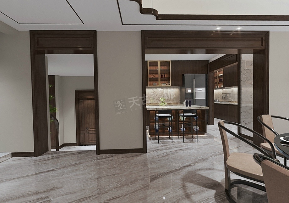 金科御临河联排别墅装修,新中式风格设计,渝北天古装饰