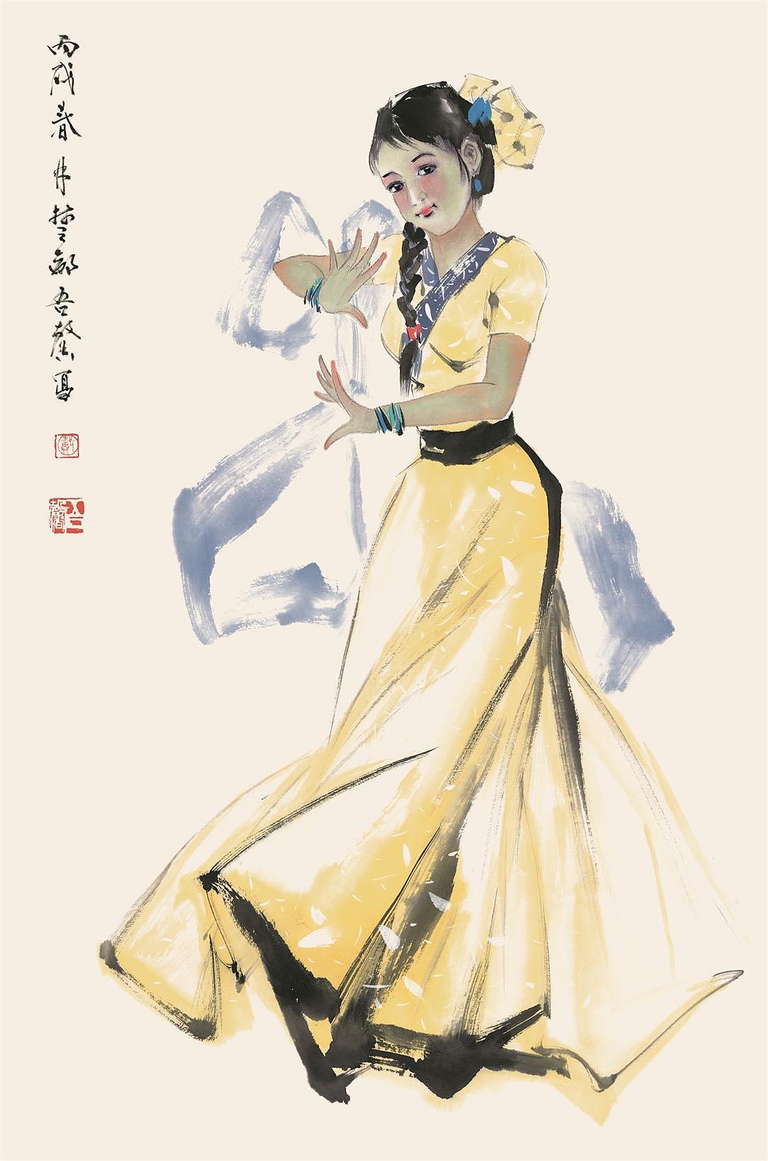 国画-舞蹈人物选_国画戴吾馨-站酷zcool