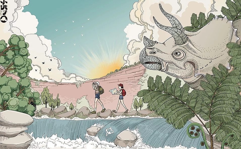 赤水河插画图片