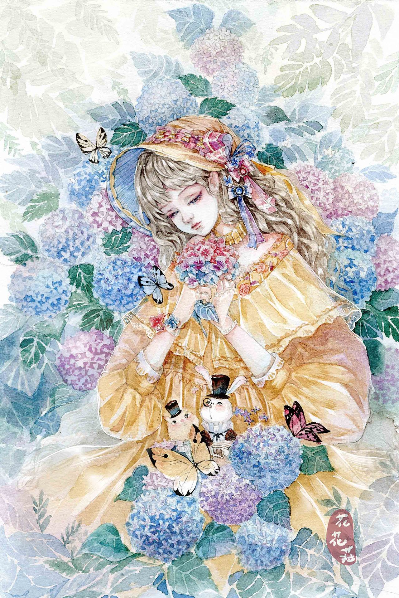 赶在绣球花开的季节,画一幅.