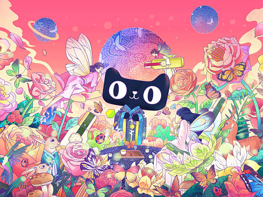  #天猫非遗# 三生花 双11插画海报 