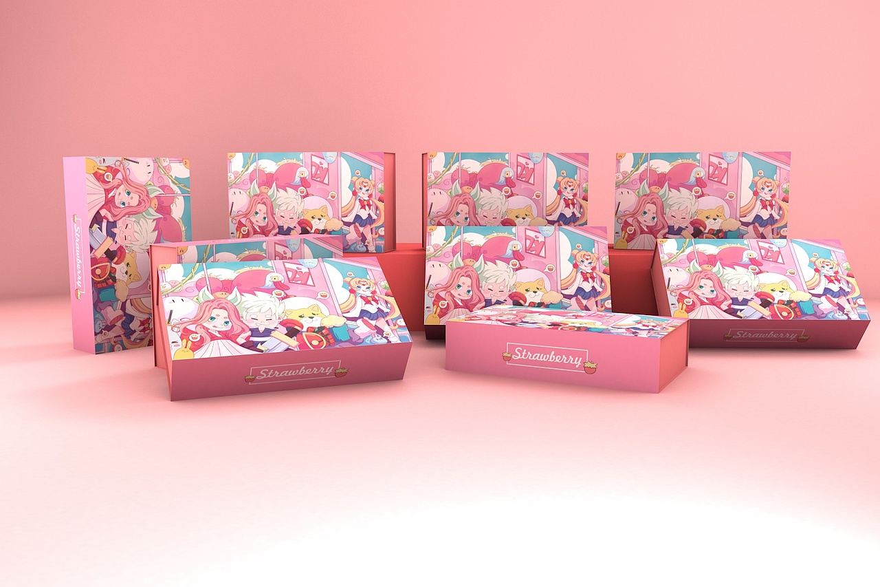 草莓创意手绘包装盒（图ZMTMzMzQxODQw） - 包装 - 站酷设计师造物视觉品牌设计原创素材 - 站酷ZCOOL