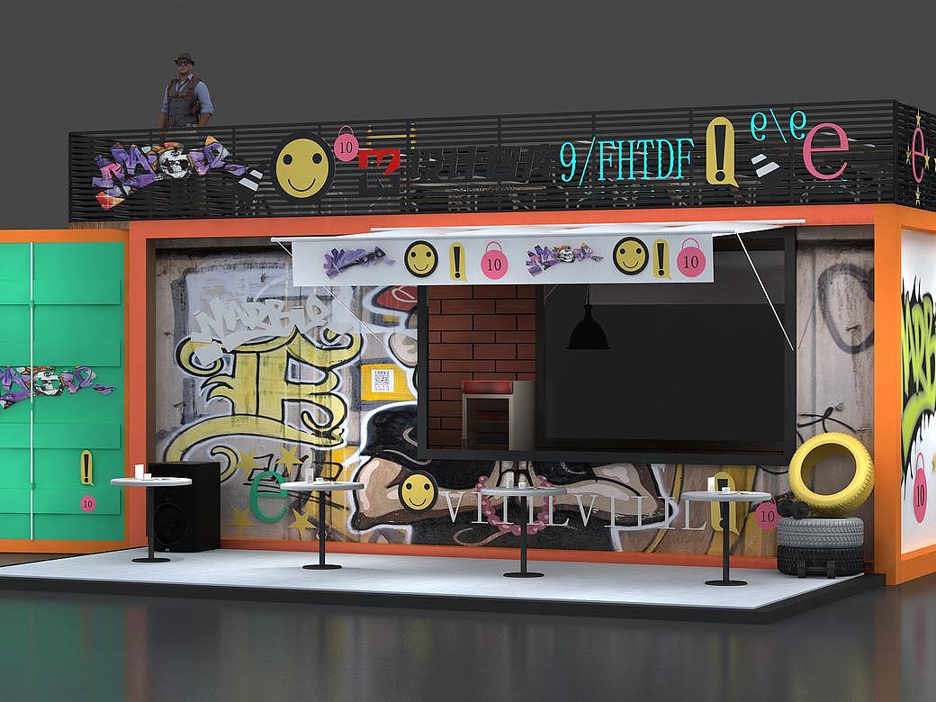 集装箱涂鸦潮流快闪店3d设计|三维|建筑/空间|设计智库 - 原创作品