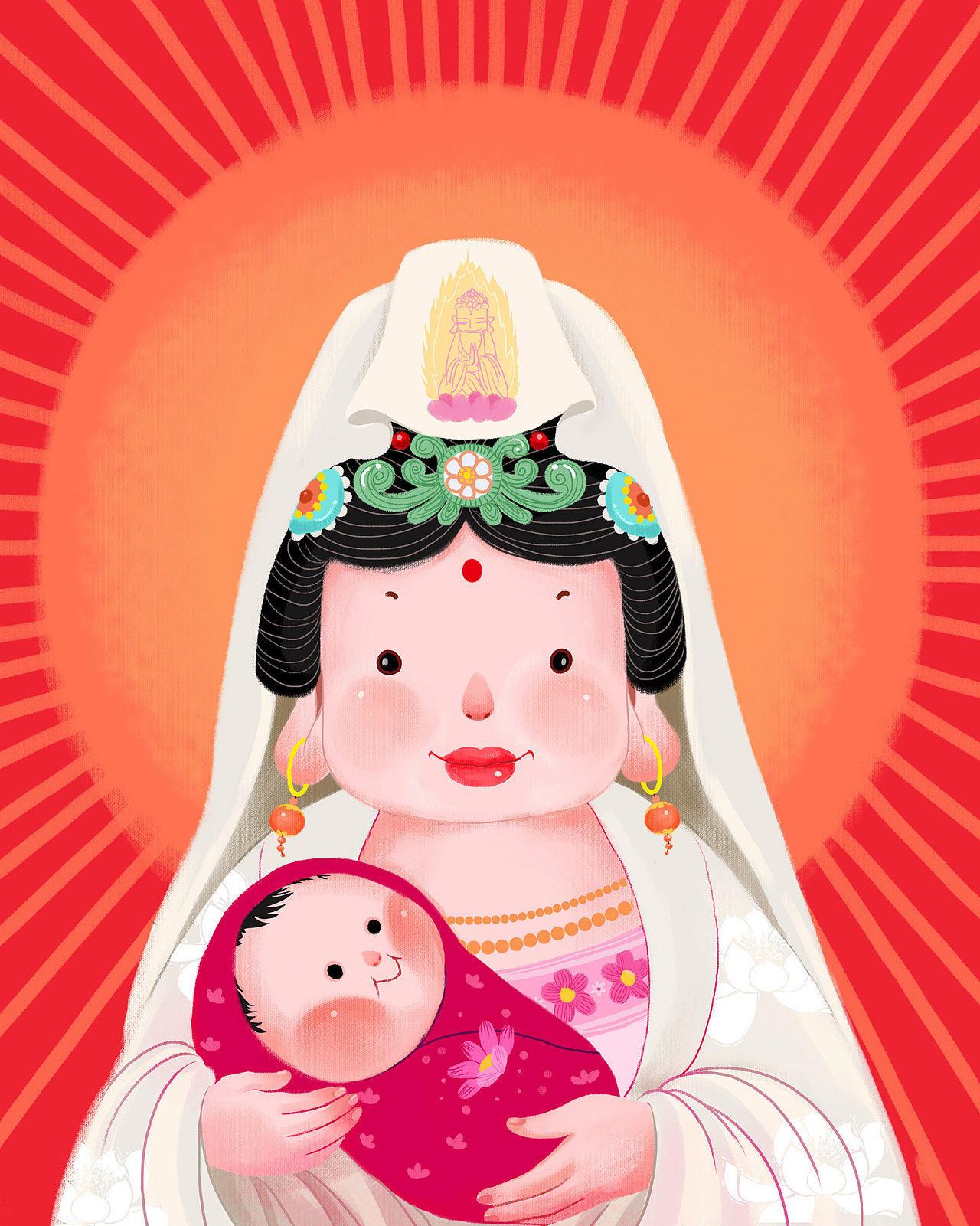 尝试画了一版卡通的观音,会不会被说大不敬呢?我觉得萌萌哒