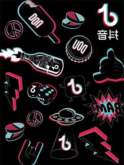 抖音元素背景布