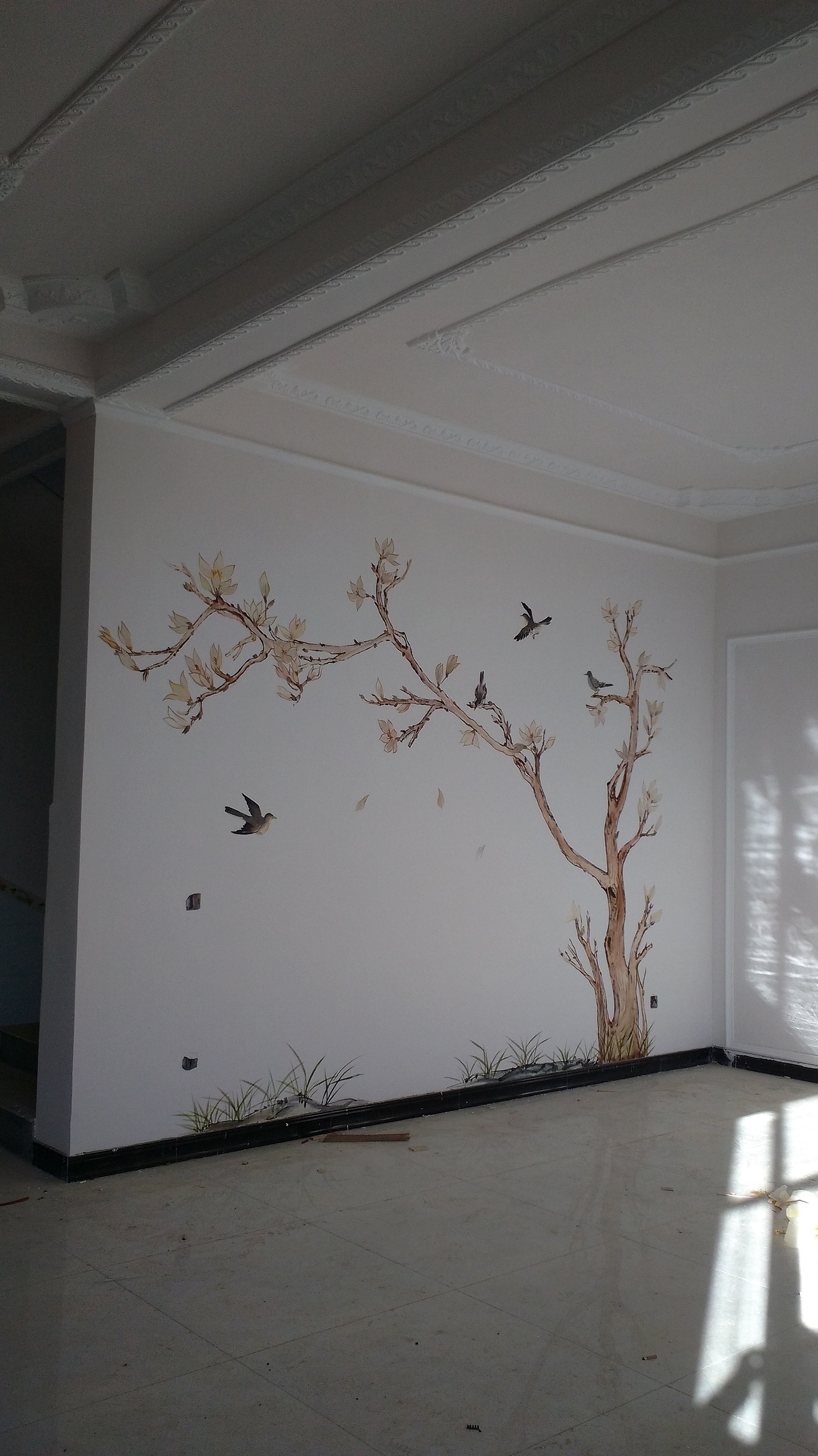 家装手绘壁画电视背景墙墙体彩绘艺术