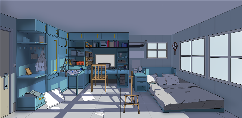 日系室内场景绘画步骤|插画|概念设定|七重梦 - 原创作品 - 站酷