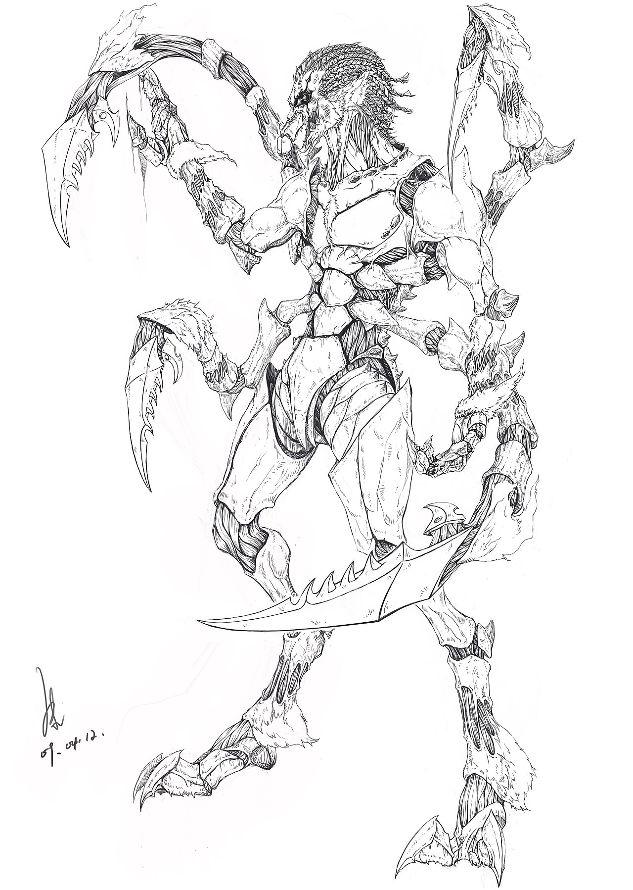 怪物设定_hunter(猎杀者)_黑白线稿