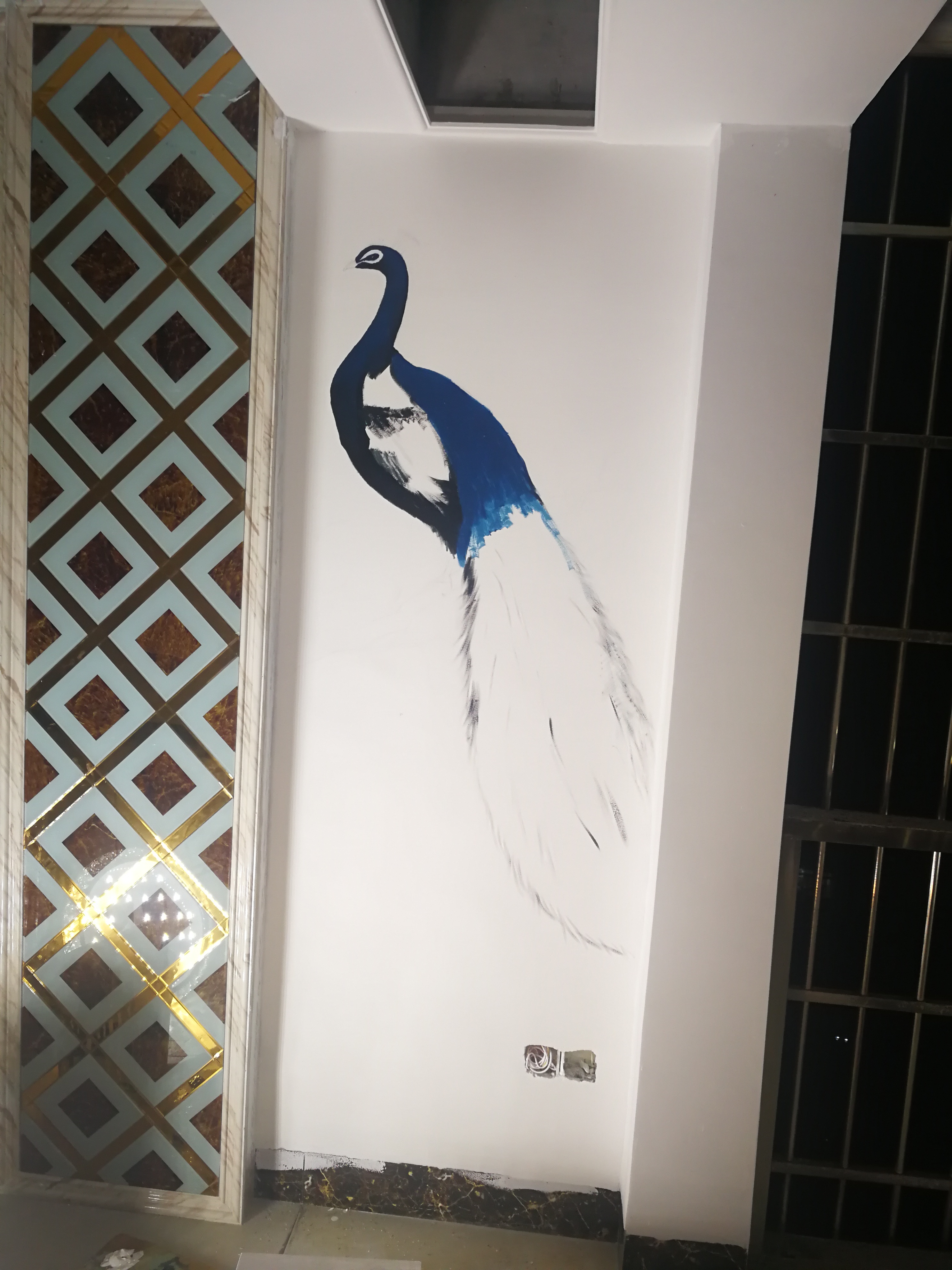 墙绘,孔雀