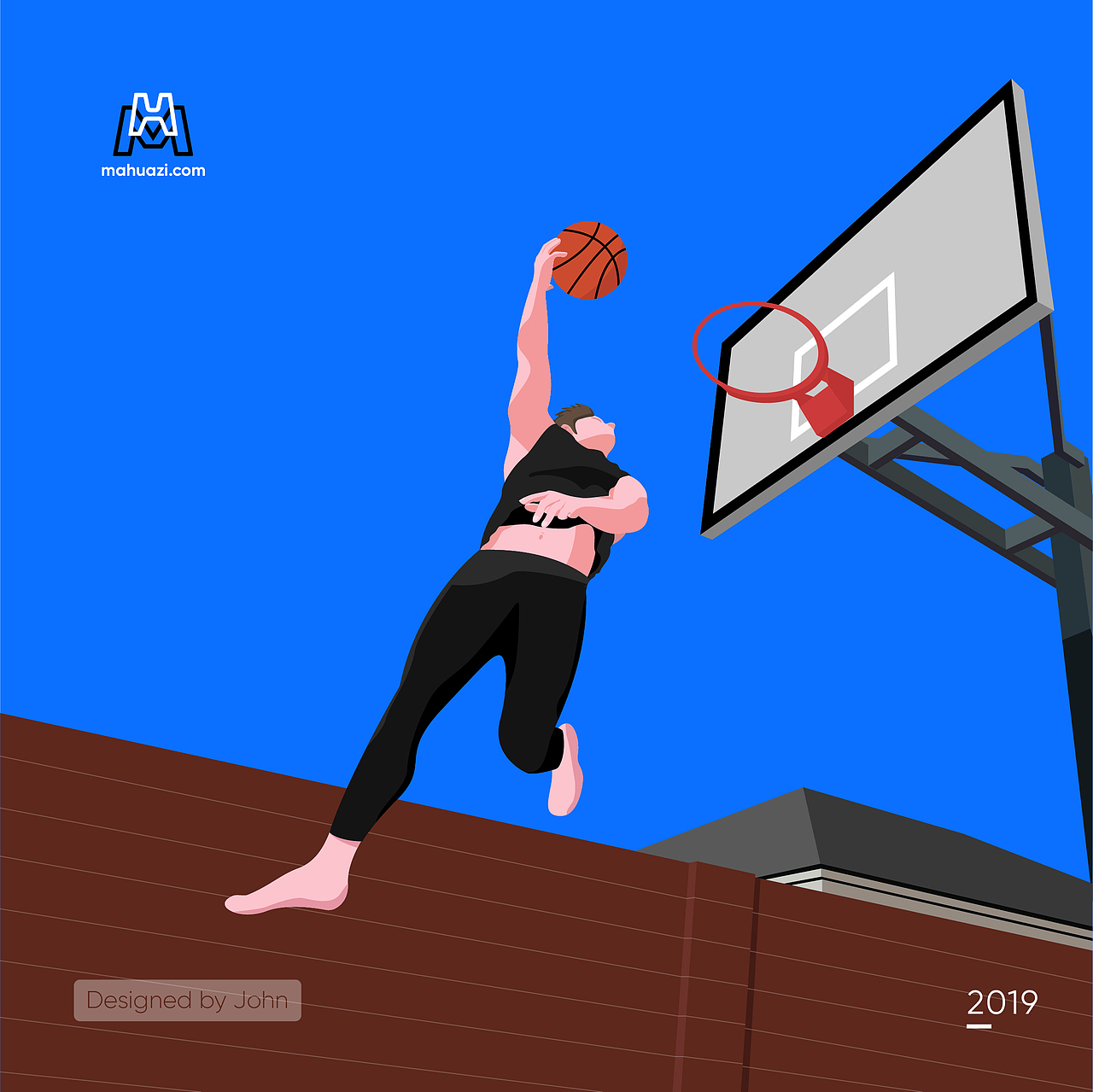 扣篮|插画|创作习作|麻花子_原创作品-站酷zcool