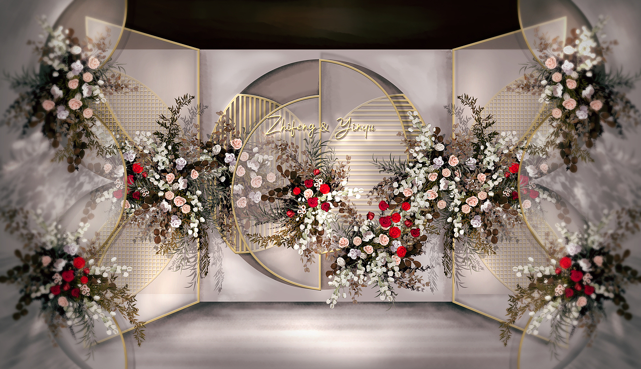 簡(jiǎn)約風(fēng)泰式香檳色婚禮手繪效果圖（圖ZMjI1NzQxNTEy） - 其他平面 - 站酷設(shè)計(jì)師是丹丹原創(chuàng)素材 - 站酷ZCOOL