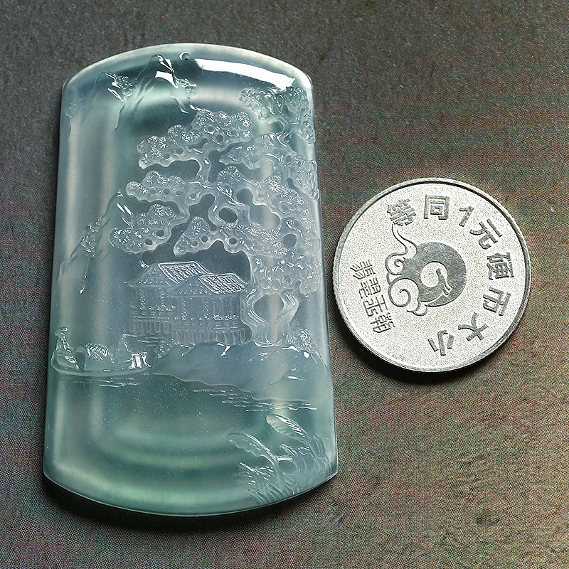 聚翠光廊——高冰晴水 精雕山水牌