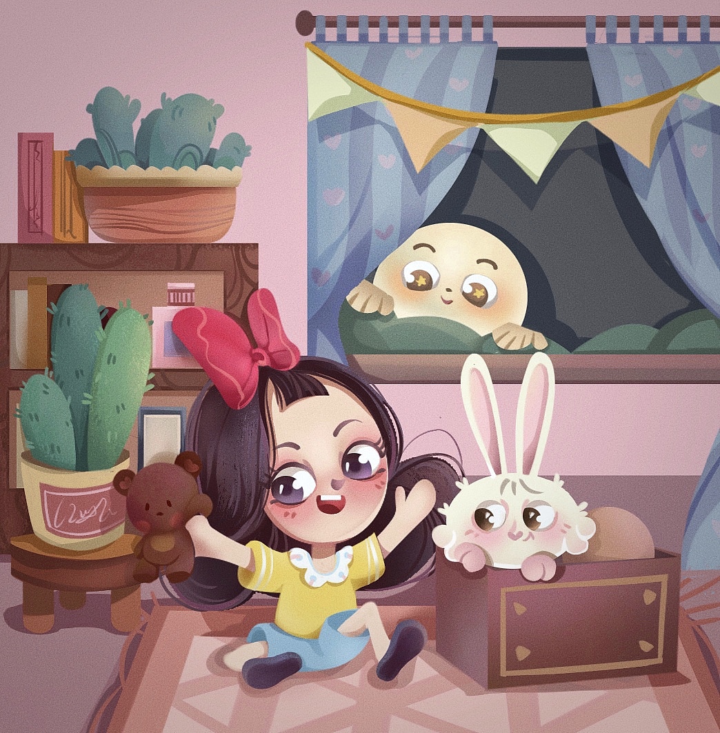 玩玩具的小女孩（图ZMjY1Mjg3MzAw） - 儿童插画 - 站酷设计师芋圆仔仔原创素材 - 站酷ZCOOL
