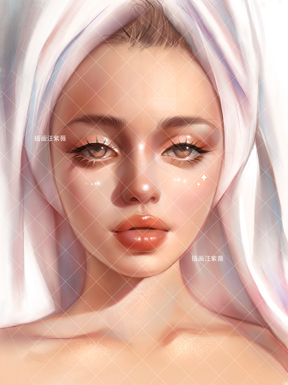 iPad 厚涂人像插画16（图ZMjgwNTU2MDQ4） - 商业插画 - 站酷设计师插画汪紫薇原创素材 - 站酷ZCOOL