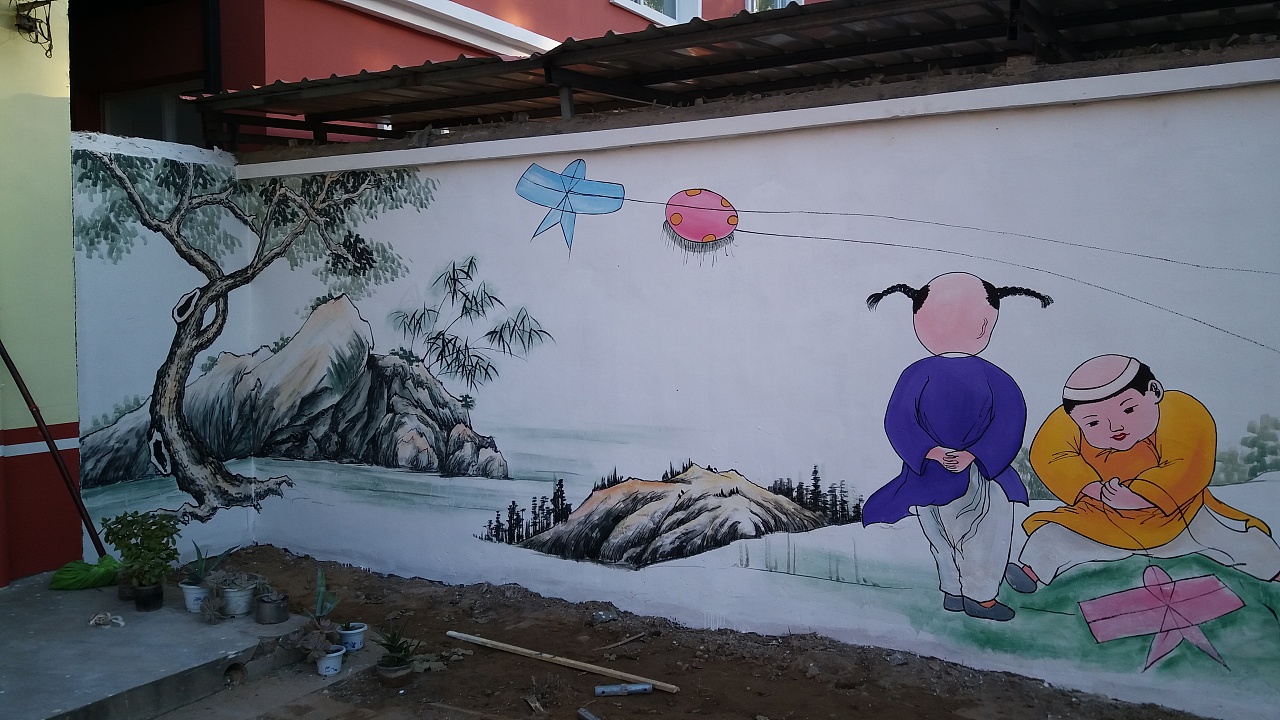 国学幼儿园围墙彩绘|纯艺术|绘画|大匠彩绘 - 原创作品 - 站酷 (zcool