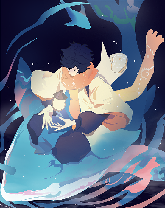 然后上色~啊,难搞的头发 凑合用着吧哈哈哈哈