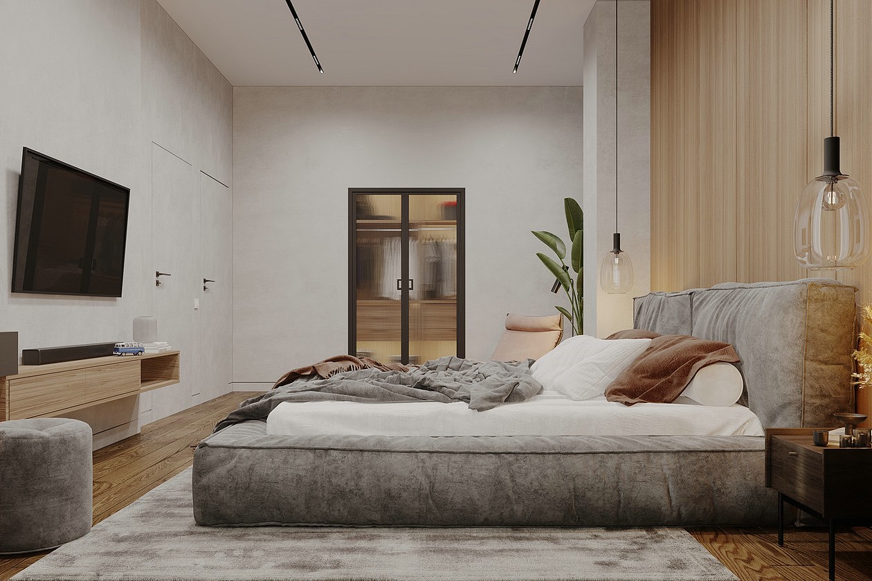 现代简约空间 蓝图盖章 钢结构效果图15556020536