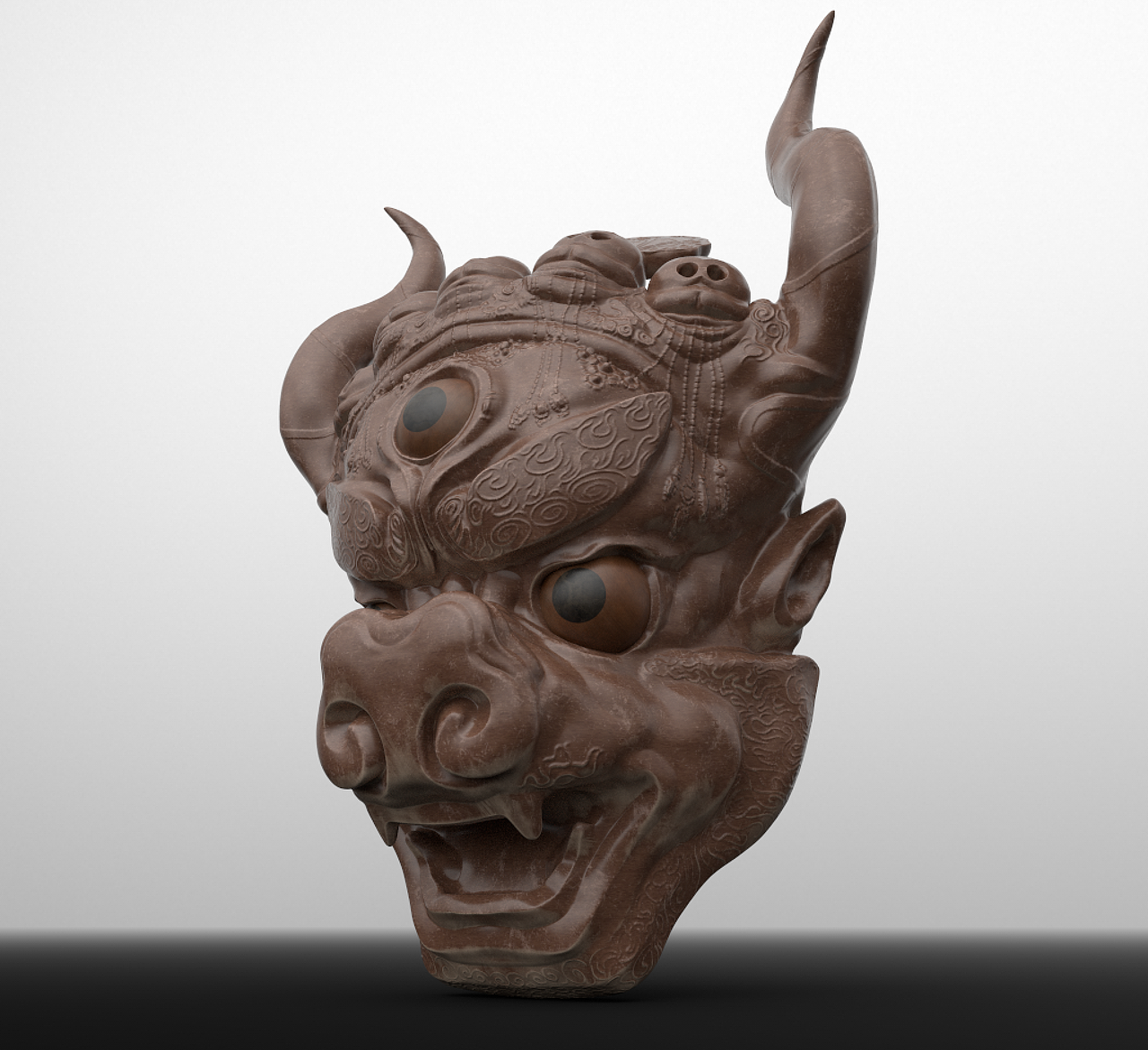 藏族牛头明王跳神面具