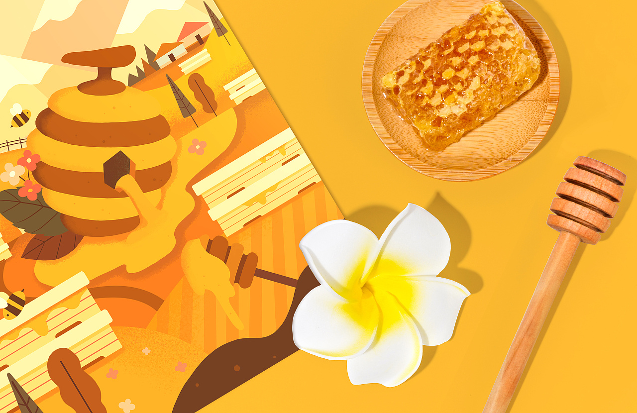 【包装插画】伊犁黑蜂蜜