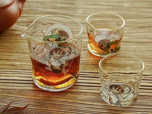 浮世绘风神雷神系列描金玻璃器皿