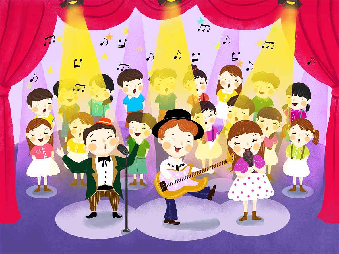 儿童歌唱比赛插画