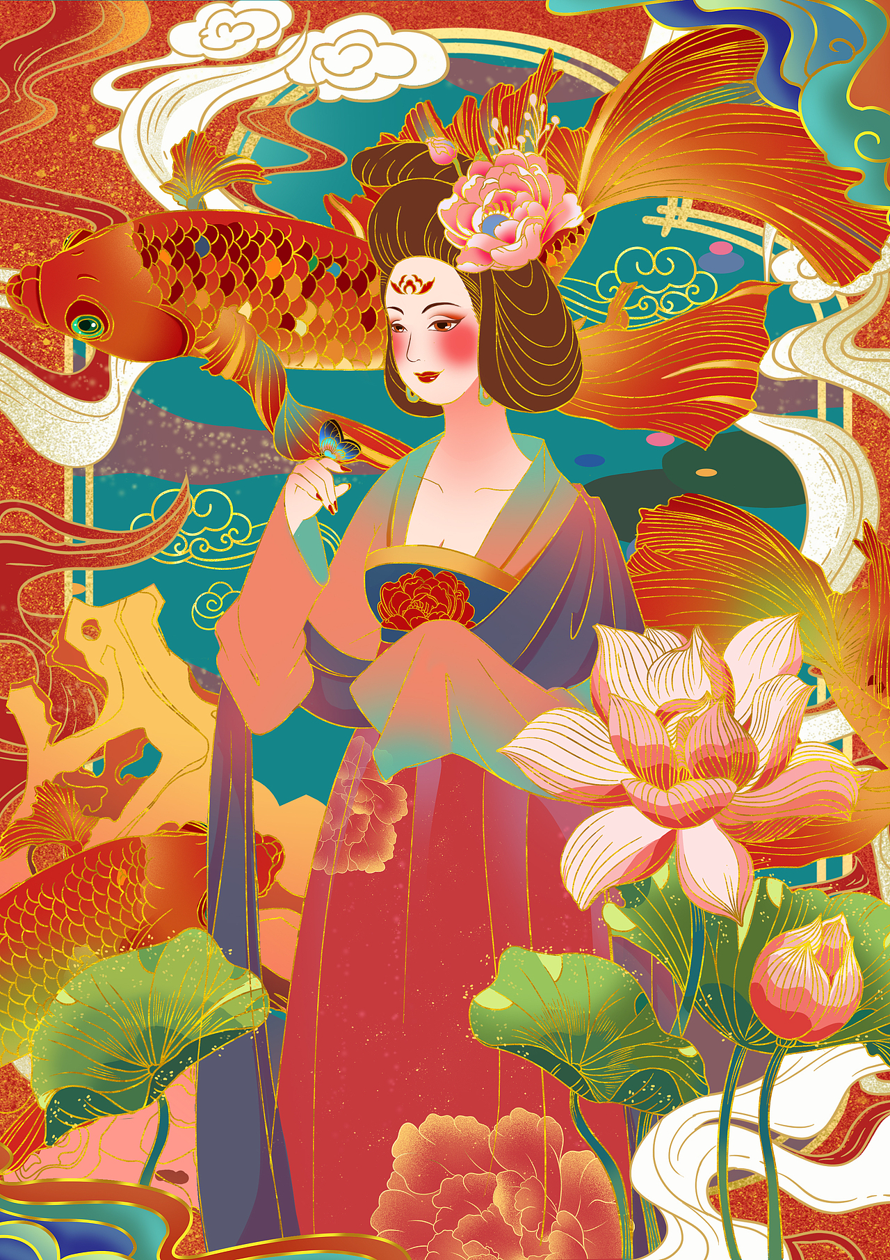 举报64分享原创作品插画商业插画国潮风唐朝仕女古风