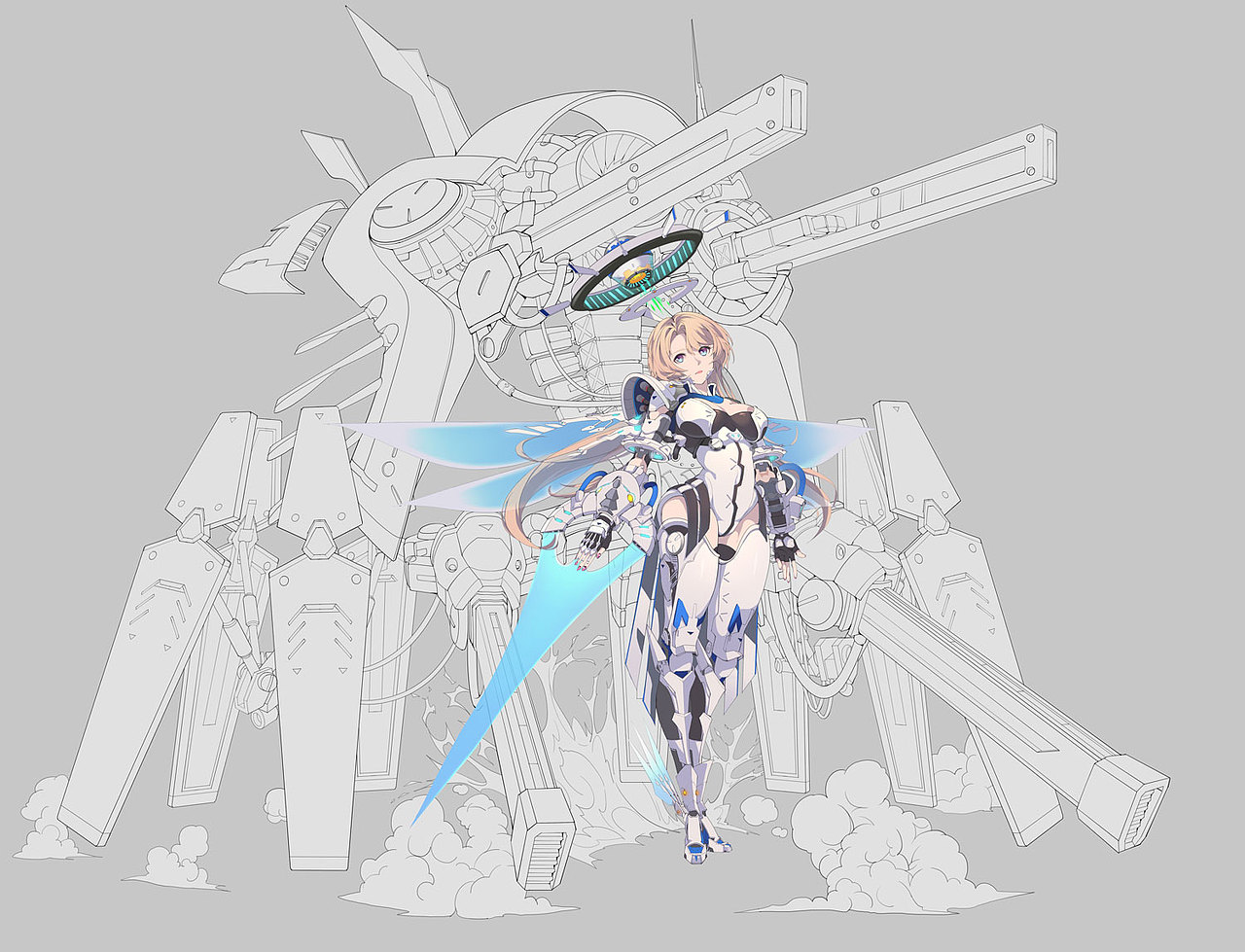 二次元立绘《机械少女》附过程（图ZMTk3OTQxODg0） - 商业插画 - 站酷设计师少侠一炷香ol原创素材 - 站酷ZCOOL