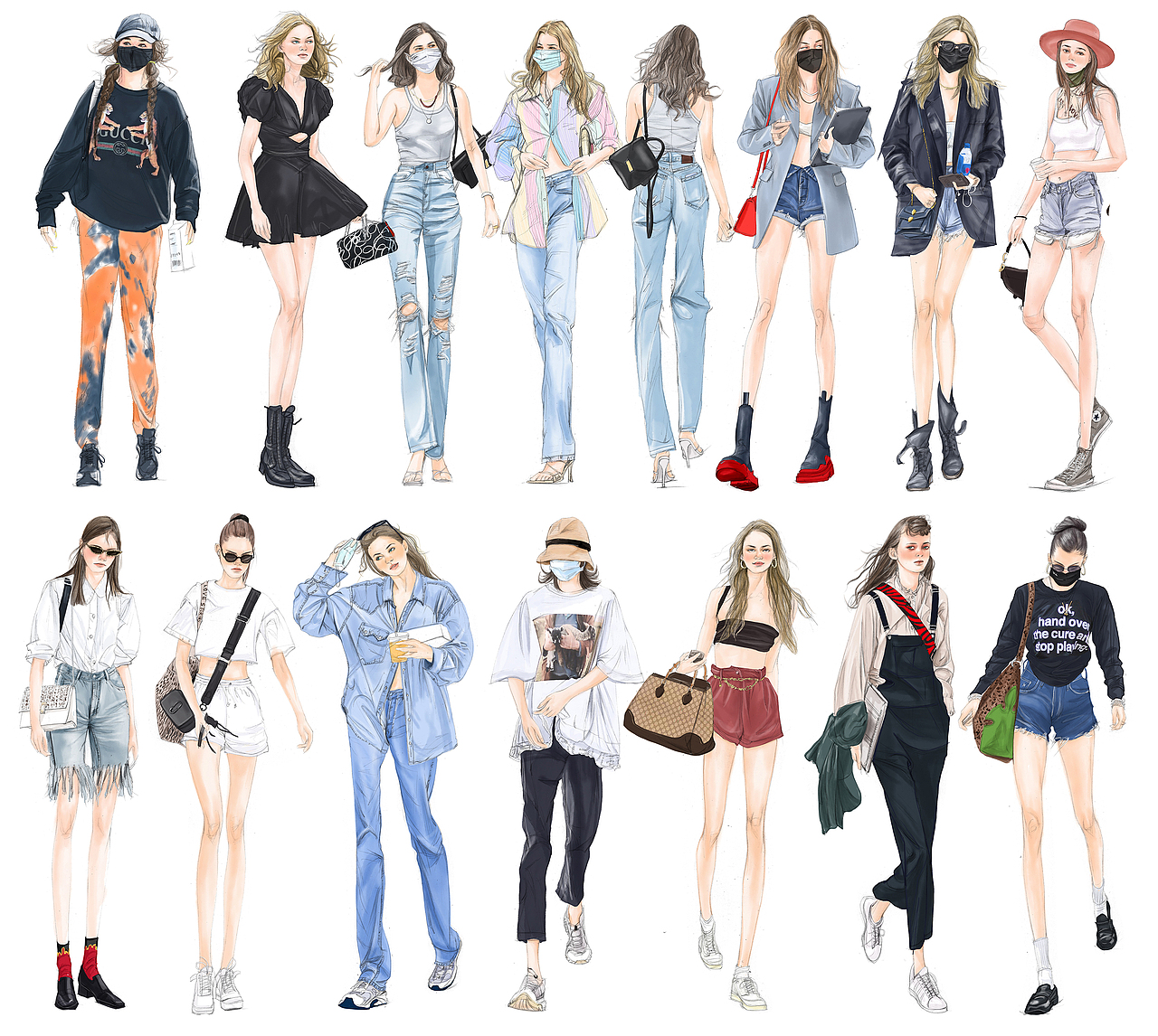 2020年100幅时尚搭配插画（图ZMjM4MTQwMDky） - 创作习作 - 站酷设计师XunxunMissy本人原创素材 - 站酷ZCOOL