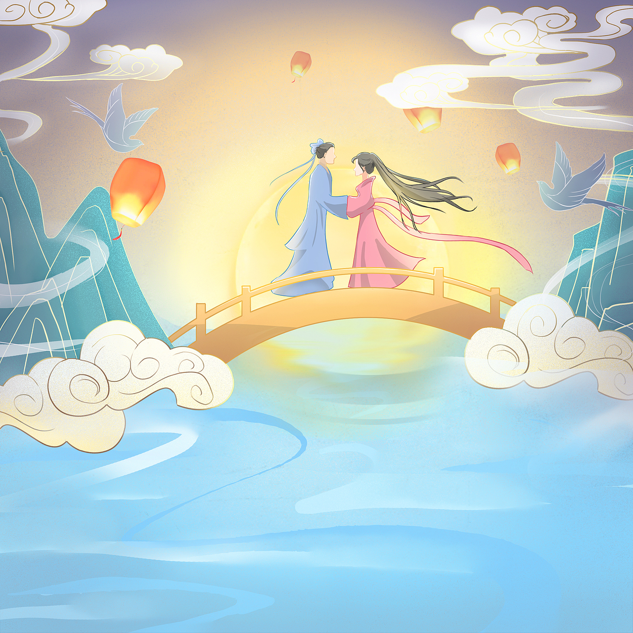 七夕插画（图ZMjI2NDU2NTY4） - 商业插画 - 站酷设计师虚拟怪质原创素材 - 站酷ZCOOL