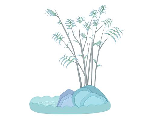 国风元素剪纸中国风山水荷花树木
