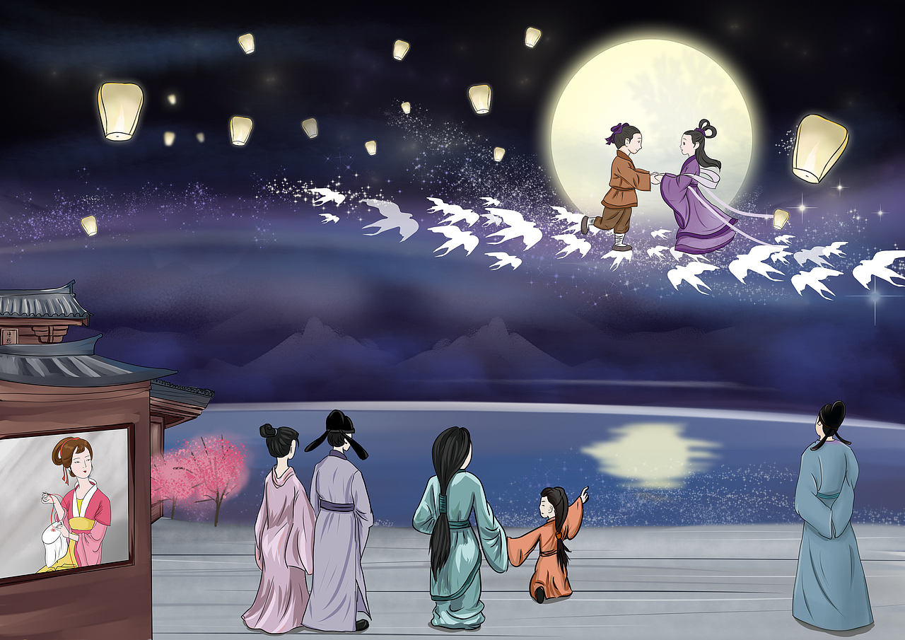 手绘儿童古诗插画