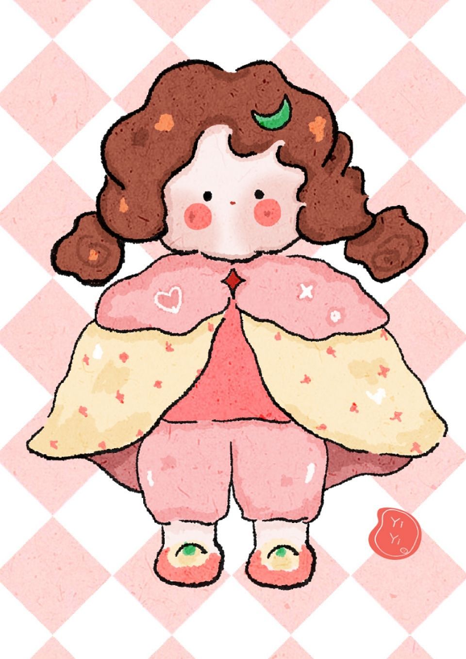 原创插画-穿披风的小女鹅🦄