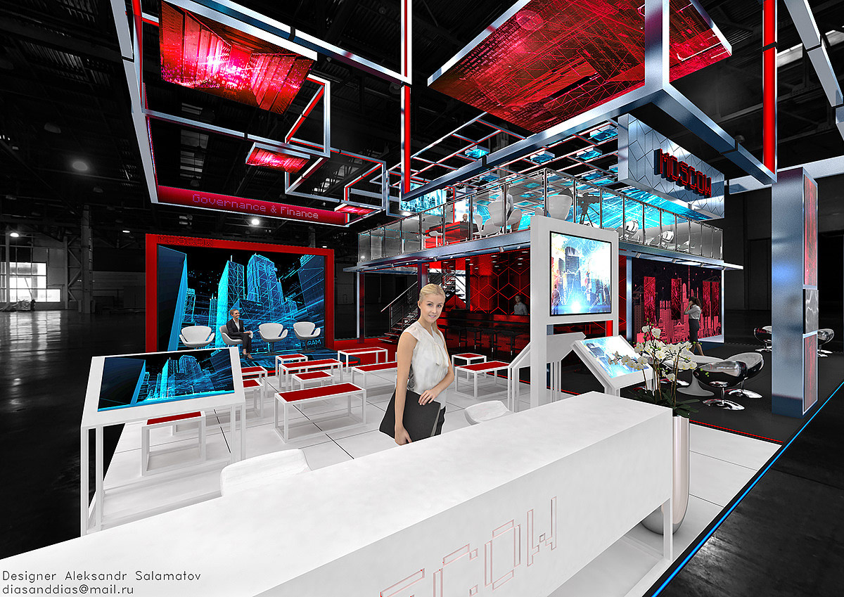 科技创意展会展位3d效果图设计