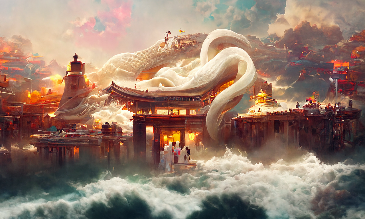 水漫金山寺（圖ZMzM0Mjk0MDk2） - AI作品 - 站酷設(shè)計師大豆_SFAT原創(chuàng)素材 - 站酷ZCOOL