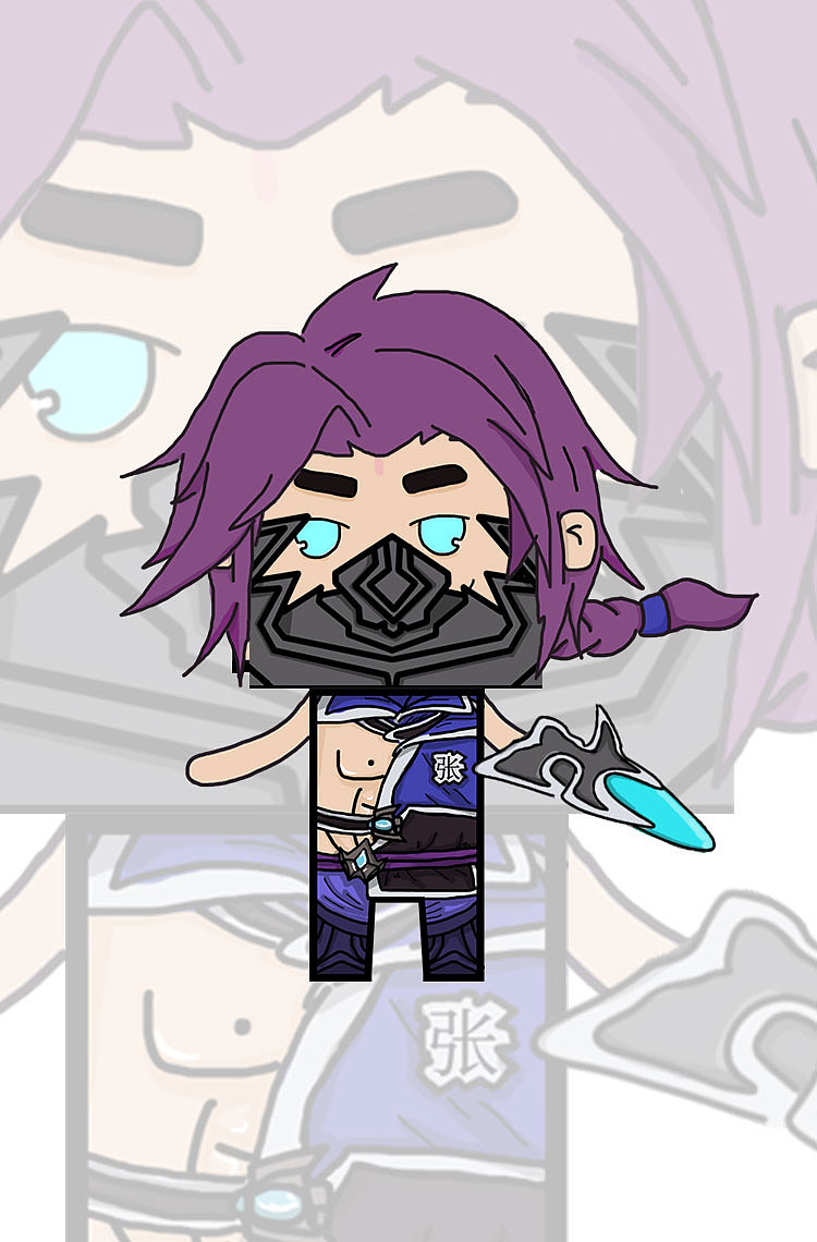 王者荣耀兰陵王自制q版纸模摆件设计图纸