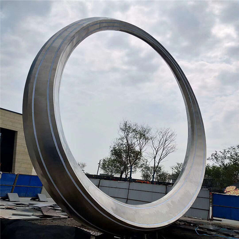 万达广场12米直径圆环不锈钢雕塑 内置灯带