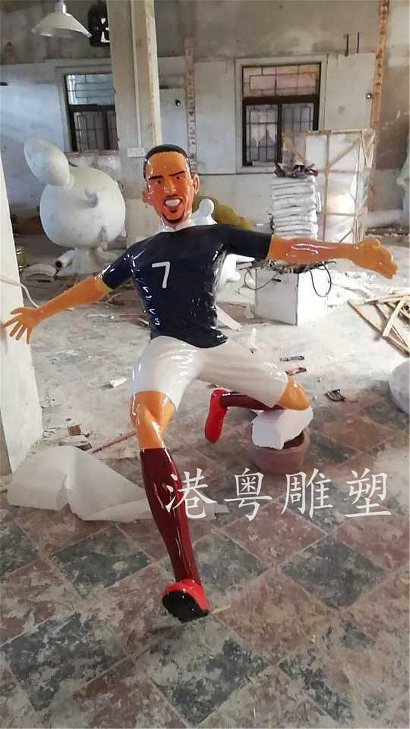 仿球星人物Q版玻璃钢运动主题雕塑足球队员C罗梅西摆件