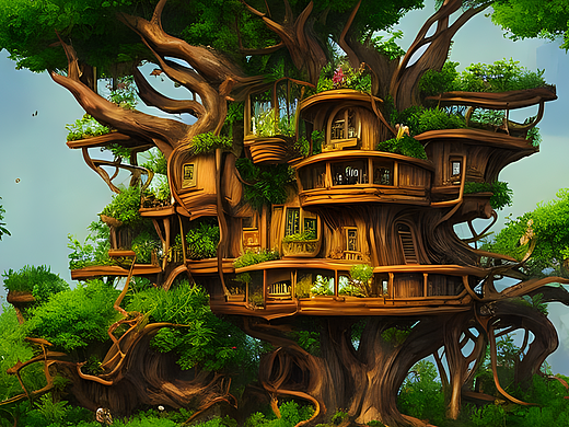站酷梦笔#被植物围绕的树屋