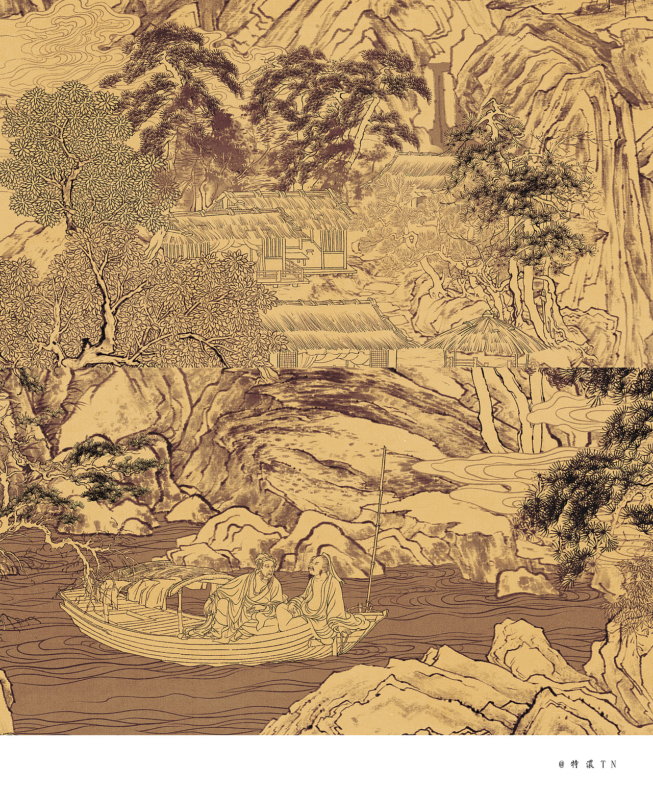 友邦×上博 九老会玉山子（图ZMjc3MjM3MjAw） - 商业插画 - 站酷设计师特浓TN原创素材 - 站酷ZCOOL