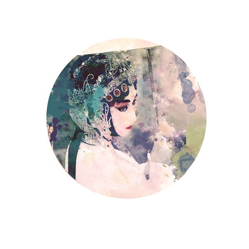 京剧戏子水彩古风插画