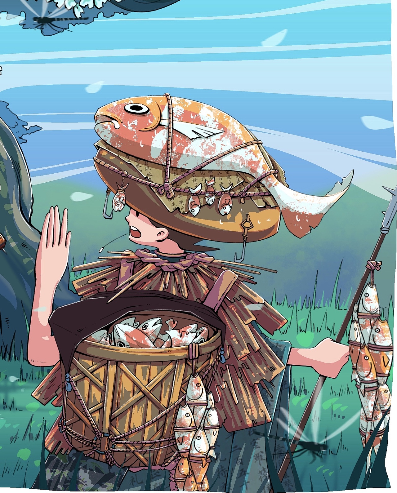 《和风物语-捕鱼人》（图ZMjY2MjIxMjI0） - 商业插画 - 站酷设计师11路公交站原创素材 - 站酷ZCOOL