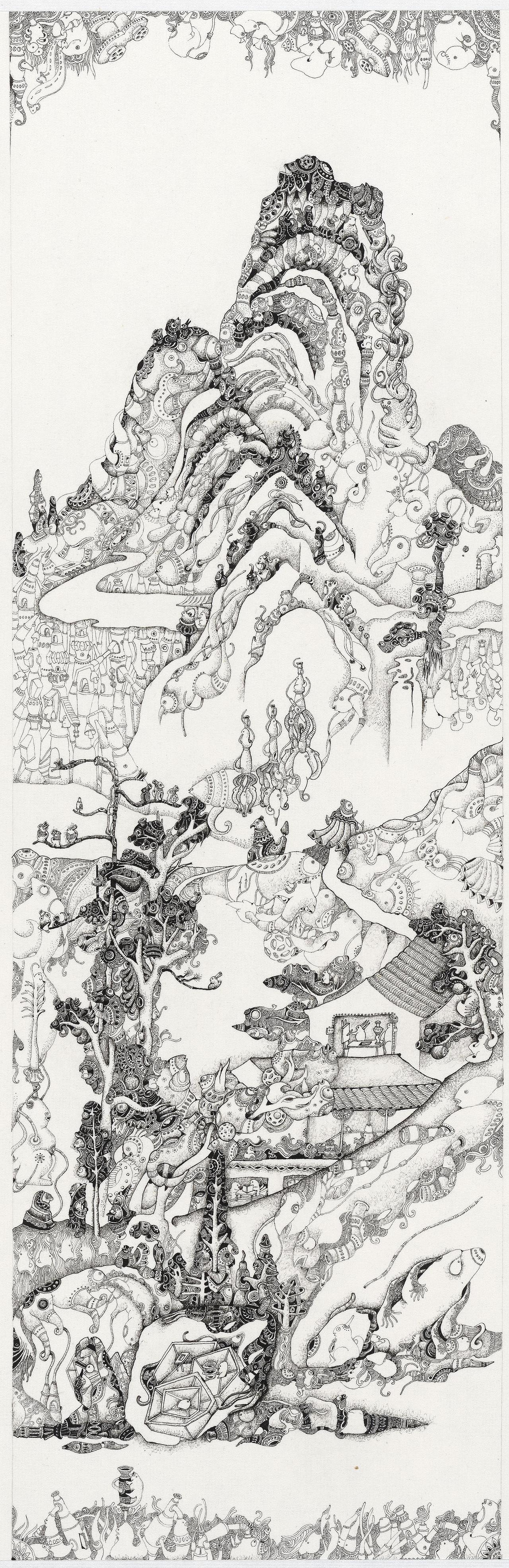 山水十二页之一之二 15.3x48.6cm（图ZMjUyMjc0MTY=） - 绘画 - 站酷设计师李晴_jee原创素材 - 站酷ZCOOL