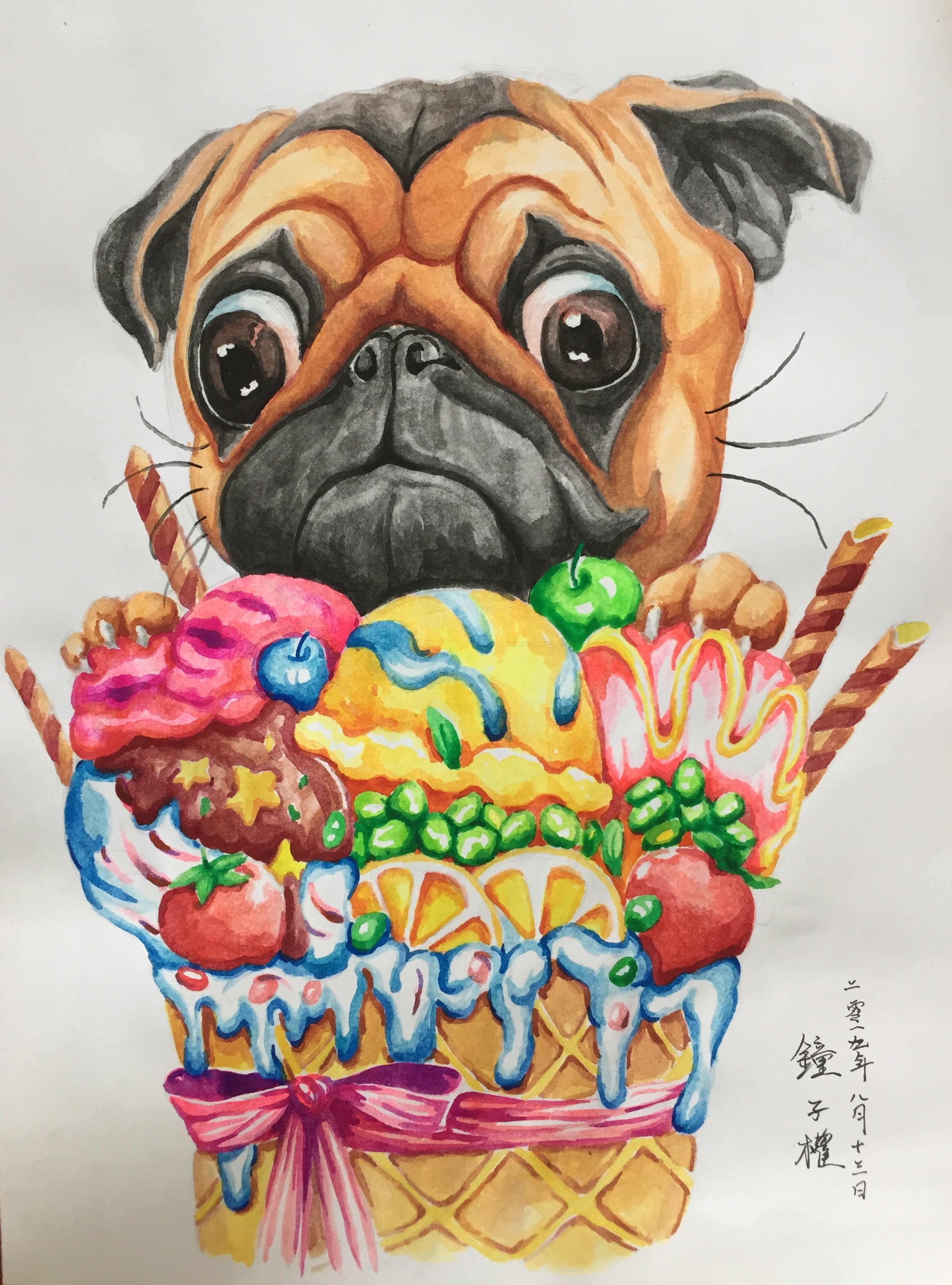 八哥犬|插画|其他插画|子鱼绘 - 原创作品 - 站酷 (zcool)