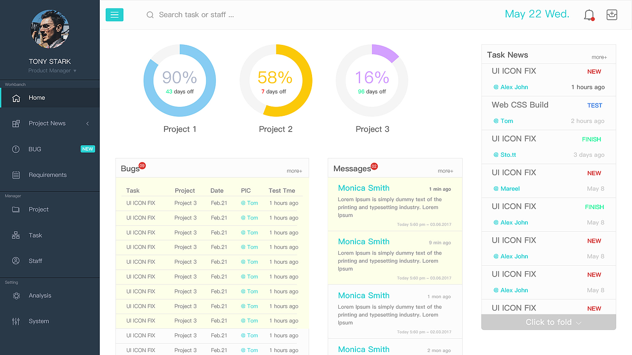 Dashboard——项目管理（图ZODM4MDAyNjQ=） - 软件界面 - 站酷设计师沧宸原创素材 - 站酷ZCOOL