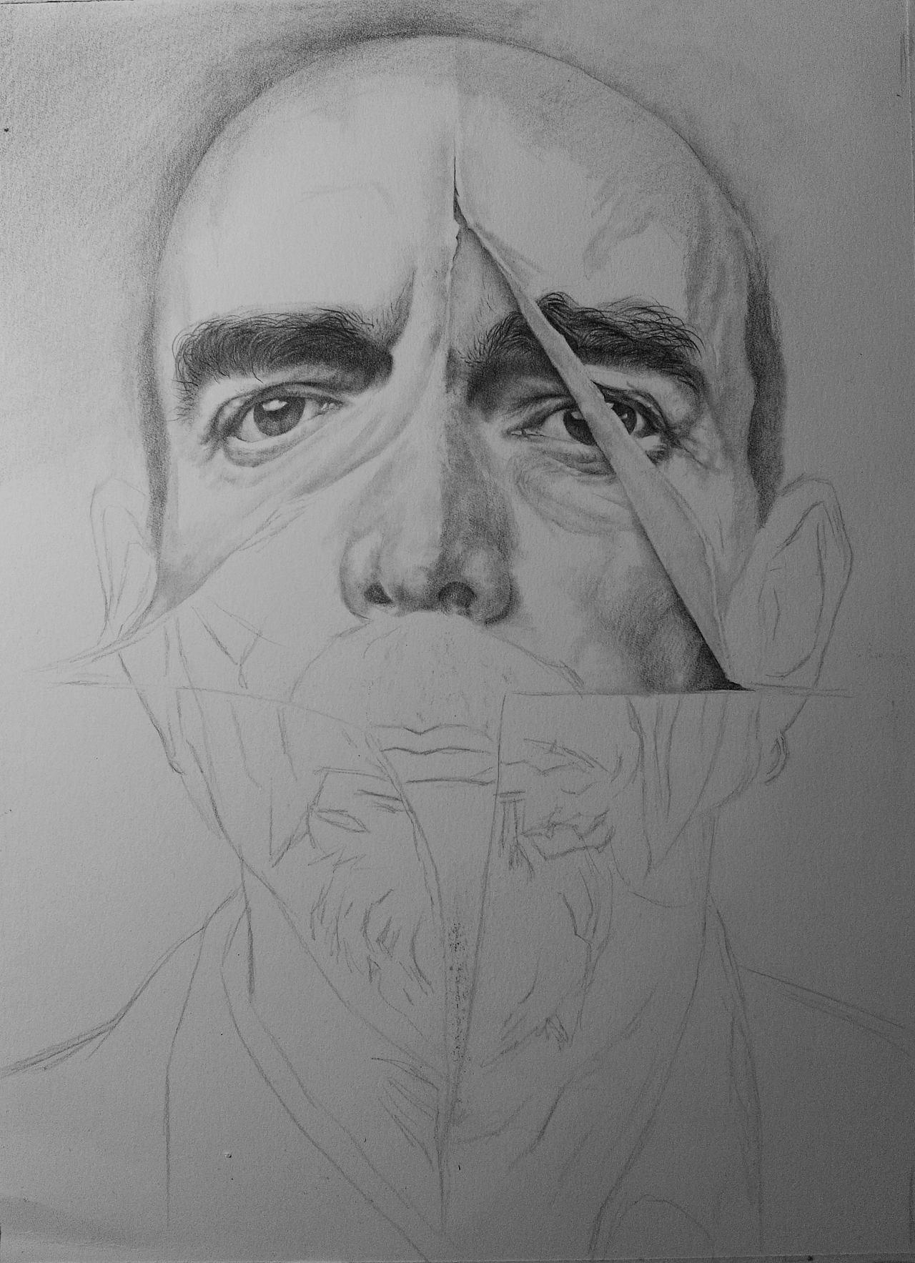 写实素描作品《撕》